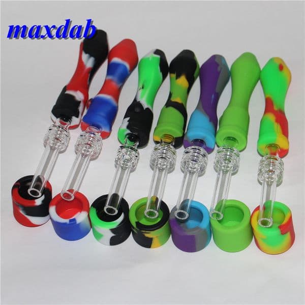 Colorful Smoking pipe Kit With 10mm Titanium Tip Nail Silicon Caps Oil Rigs Concentrate Silicone Pipes