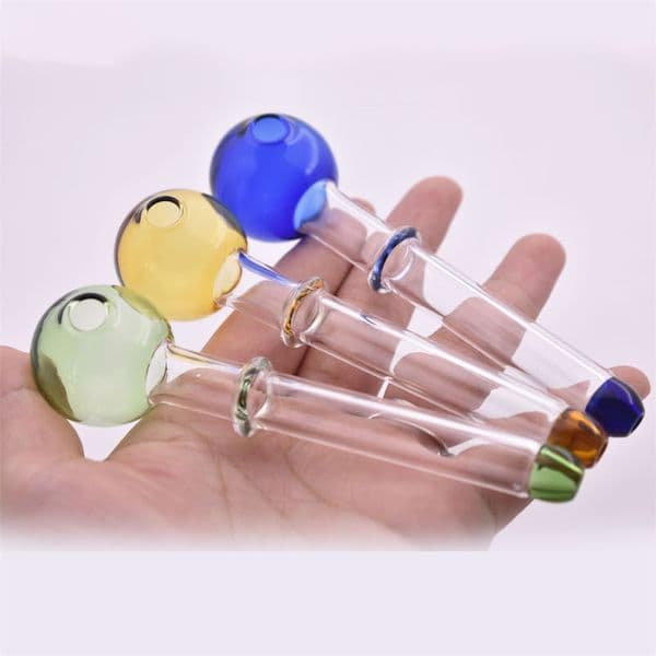 Newest Travel cheap Thick heady Great Colored 12cm Glass Oil Burner Pipe MINI Travel Glass Tube straw Pipe for smoking