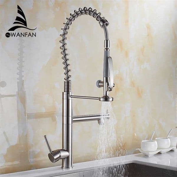 Kitchen Faucet Chrome Brass Tall kitchen faucet mixer Sink Faucet Pull Out Spray Single Handle Swivel Spout Mixer Taps MH-4829 211108