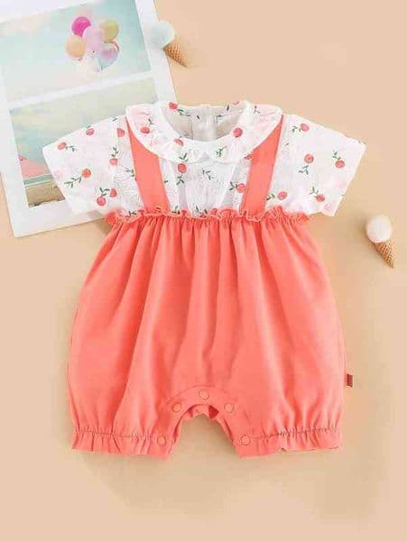 Peninsula Baby Fruit Print Peter Pan Collar 2 In 1 Romper SHE
