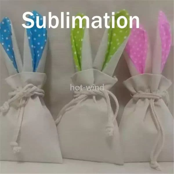 Easter Sublimation Rabbit Egg Sack Small Kids Personalized Easter Gift Candy Bag With String Home Festival Supplies EE0210
