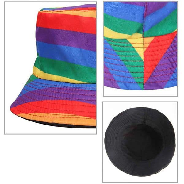 2022 Latest Double-Sided Wearable Rainbow Fisherman Hats Cap Sunshade Beach Bucket Hat For Women Men B2