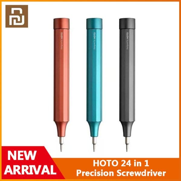 Newest HOTO 24 in 1 Precision Screwdriver Aluminum Alloy Magnetic Bit Storage Pen-shaped Portable QWLSD004 Screwdriver 24 Models of Steel Bi