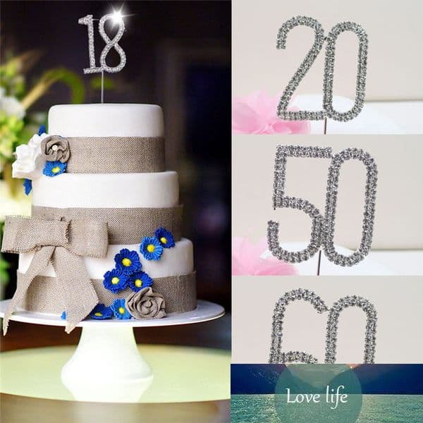 Birthday Cake Decoration Glitter Alloy Rhinestone Numbers Crown Wedding Cake Topper Birthday Decor Topper Dessert Decor