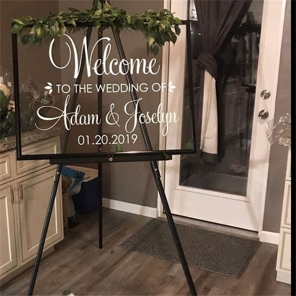 Welcome Stickers Personalized Names Dates Vinyl Decal Sign DIY Lettering Elegant Wedding poster Decor J214 210310