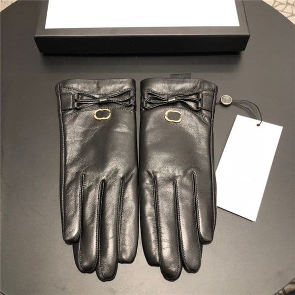 Classic Bow Sheepskin Gloves High Quality Hardware Mittens Women Outdoor Warm Glove Touch Screen Plush Mitten For Ladies Birthday Gift