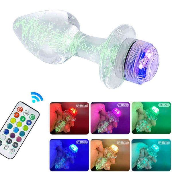 NXY Vibrators Glow In The Dark Glass Anal plug Buttplug/Dildo Vibrator/Sex Toys For Women Masturbator Butt Plugs Tail Adult Goods Cosplay 1118