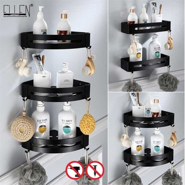 Bathroom Shelf Corner shelves For bathroom Black Wall Triangle Rectangle Bath Accessories ELM1111 211112