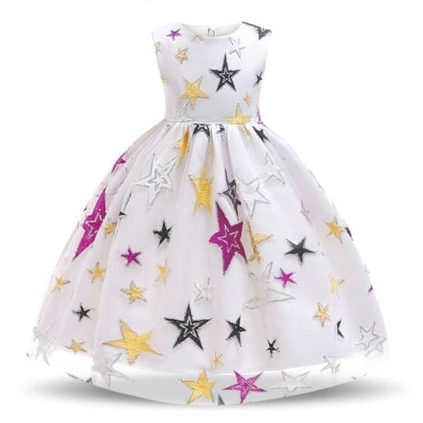 New Children's Flower Dress 3 4 5 6 7 8 Years Old Lace Color Matching Girls Princess Party Dress Summer Baby Gown Clothing 210303
