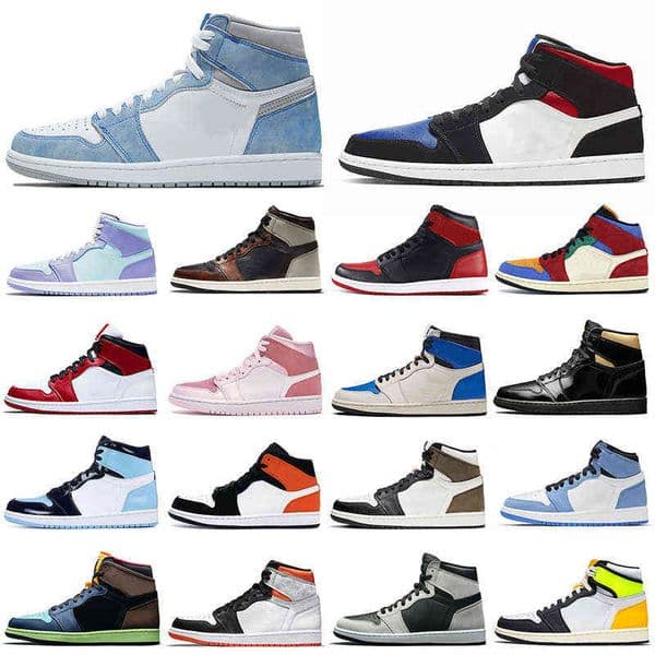 Newest Discount 1s men basketball shoes 1 Hyper Royal University Blue Banned Bred Shadow UNC women mens trainers sports sneakers Breathable