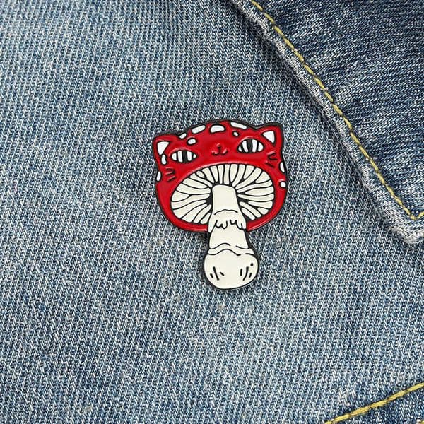 Cat Face Mushroom Enamel Pins Custom Animal Plant Brooch Bag Clothes Lapel Pin Badge Cartoon Jewelry Gift for Kids Friends L260521
