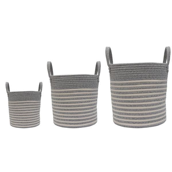 Cotton Rope Storage Baskets Handmade Woven Dirty Clothes Laundry Basket Large Kids Toy Sundries Organizer Hamper With Handle 210316