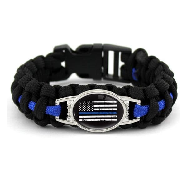 Black Blue THIN BLUE LINE American flag BACK THE BLUE POLICE Paracord Survival Bracelets Outdoor Self Survival Camping Bracelet