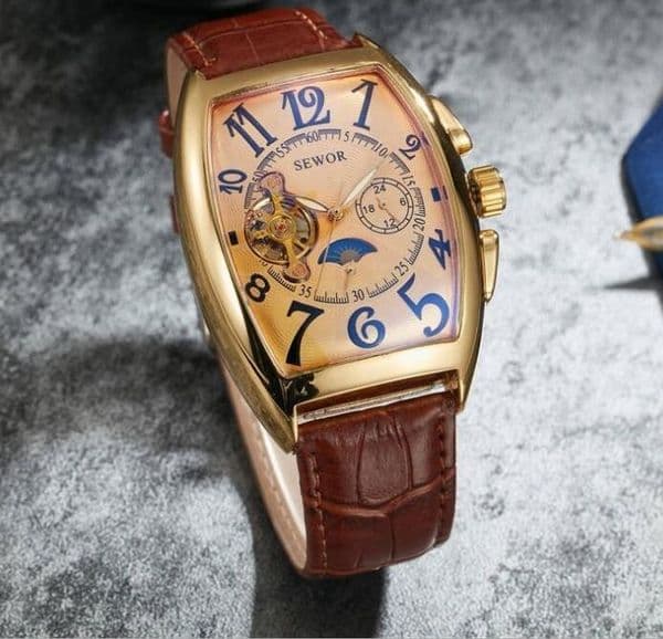 SEWOR mechanical watch Automatic movement watch leather belt men's casual fashion watch SEW140-2 thumbnail 2