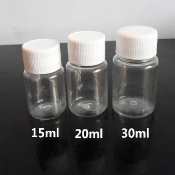 100pcs/lot new 15ml 20ml 30ml Plastic Bottle 30g Empty cylindrical Pet transparent Sample Packaging Bottles