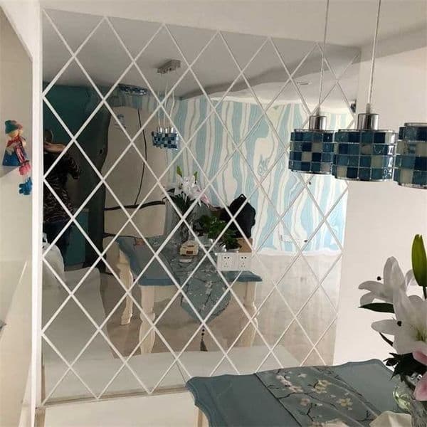 3D Mirror Wall Sticker 17/32/58Pcs DIY Diamonds Rhombus Acrylic Mirror Surface Wall Stickers Living Room Decor pegatina de pared 211124