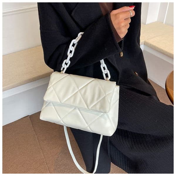 Designer handbag thick chain handle Shoulder bags women Diamond Lattice messenger bag luxury crossbody bag Lozenge solid color simple magnetic buckle HBP