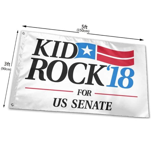 Kid Rock 18 for Us Senate Flags 3x5ft 100D Polyester Fast Shipping Outdoor Vivid Color High Quality With Two Brass Grommets