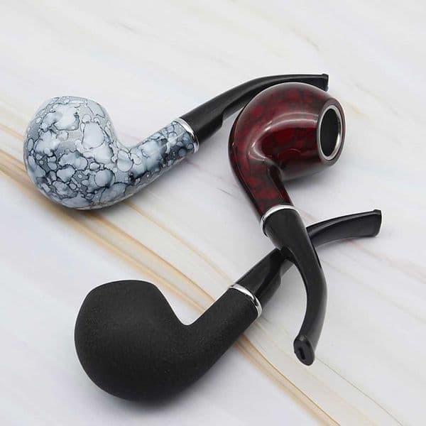Retro Marble Wood Pipe Tube Classical Tobacco Cigarettes Cigar Smoking Pipes