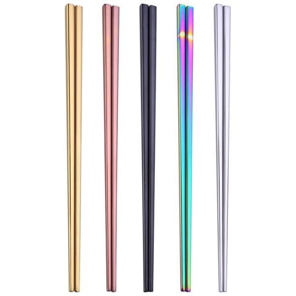 Chopstick 304 Stainless Steel Chopstick Wed Chopstick Square Glossy Silver Gold Rose Gold Black Rainbow Wholesale SN3764