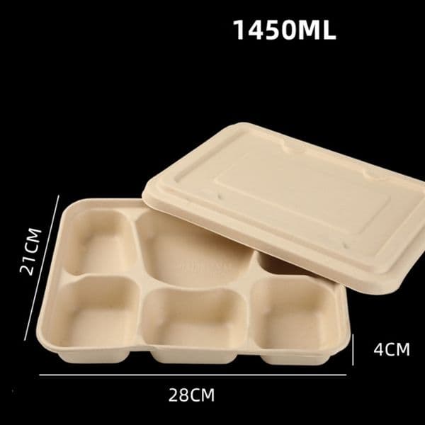 Wholesale 1300ml 1450ml Environmentally friendly food Containers salad packing box Wheat pulp disposable lunch box degradable takeout boxes