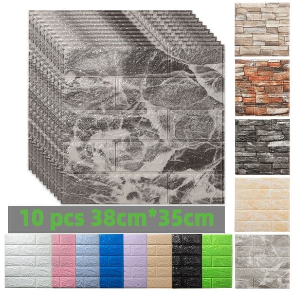 10pcs 3D Wall Stickers Self Adhesive Foam Wallpaper Home Decor Living Room Bedroom House Decoration Bathroom Soft Wall Panels 220309