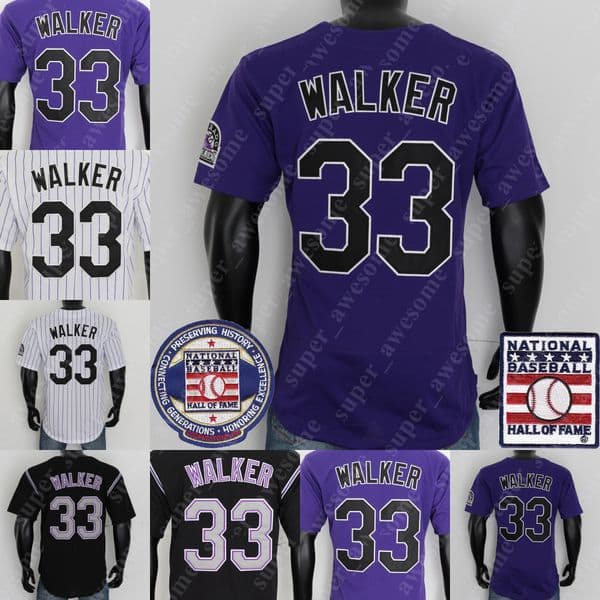 33 Larry Walker Jersey Hall Of Fame Baseball Jerseys White Purple Black Stitched