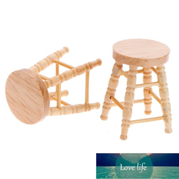 1/12 Dollhouse Miniature Accessories Mini Wooden Stool Simulation Chair Furniture Model Toys For Doll House Gardan Decoration
