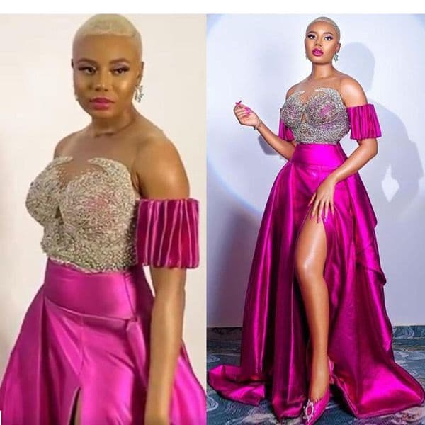 2022 Aso Ebi Fuchsia A Line Prom Dresses Sexy High Split Illusion Lace Appliques Long Pageant Dress Special Occasion Wear African Satin Formal Evening Gowns