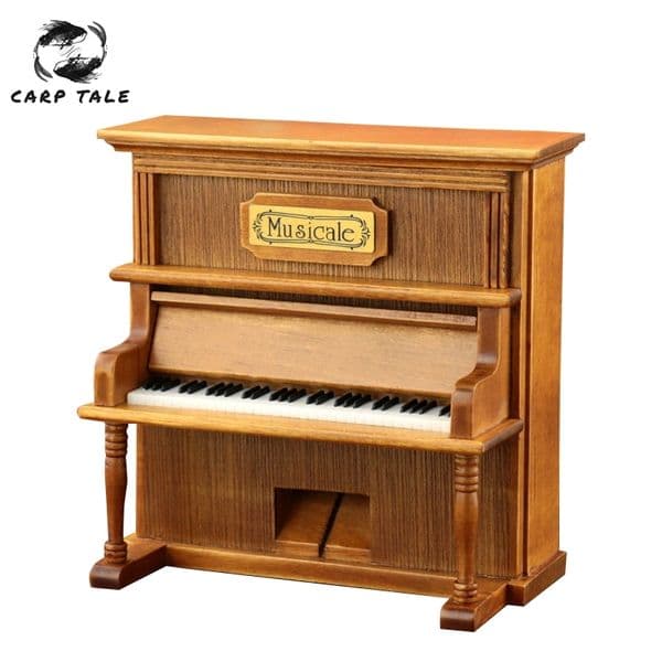 Quality Simulated Piano Vintage Home Decorations 1pcs Classical Square Wooden Clockwork Crank Exquisite Retro Music Box Gifts 210319