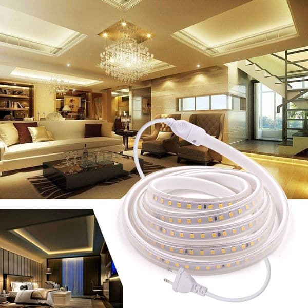1M LED Strip Light 220V Flexible LEDs Tape SMD2835 120LED Waterproof Ribbon with EU Switch Plug for Home Decoration