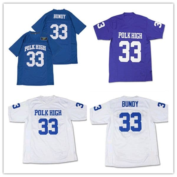 Men Al Bundy #33 Polk High Football Movie Jersey Full Stitched Blue White Purple Size S-4XL