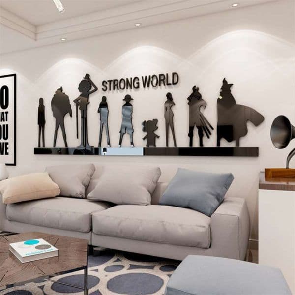 Luxury Designer Decor Anime One Piece Creative Stickers room Bedroom Living Background Wall Mirror Acrylic Children's Room Cartoon Wallpaper