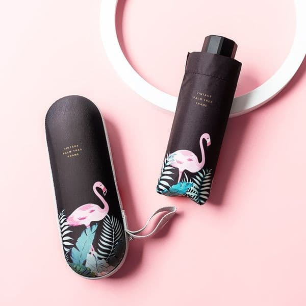 Mini Capsule woman Flamingo pattern Pocket Anti-UV Umbrella Windproof 5Folding Umbrellas Compact Rain Children paraguas 210320