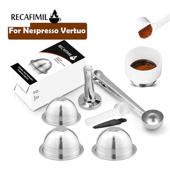 Recafimil Rusable Coffee Capsaule for Nespresso Vertuo Espresso Coffee Filter Rich Crema 230ML Pod for Delonghi Machine 210326