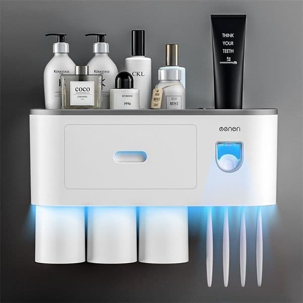 Toothbrush Holder Magnetic Toothpaste Squeezer Wallmounted Shelves Racks Storage Bathroom Organizer Shelves Bathroom Accessories 211130