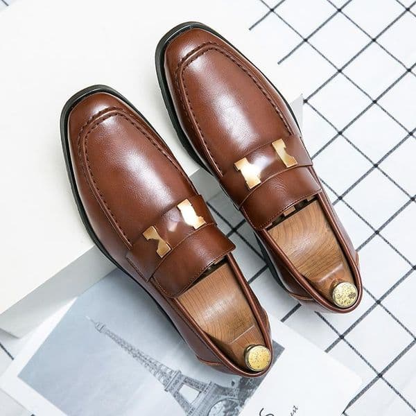 2021 new men shoes outdoors spring autumn Simplicity round toe PU leather Casual business shoes fashion Classic comfortable loafers DP005-1
