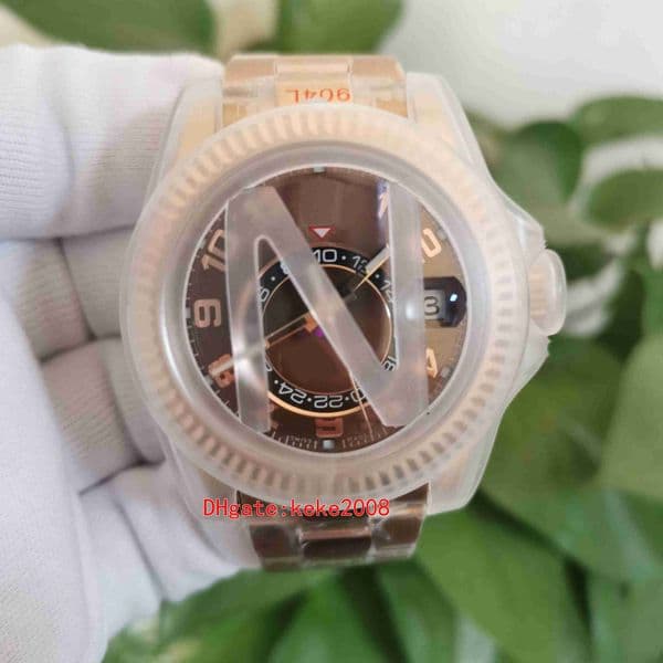 AI Perfect Version Watches CAL.9001 Movement 42mm 326935 Rose Gold Brown Dial Digital GMT Month Red Dot Workin Mechanical Automatic Mens Watch Men's Wristwatches