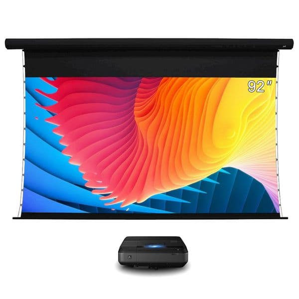 92 inch Motorised Drop Down Projector screen ALR Electric Tab Tensioned Screen for UST Laser TV 4K HD