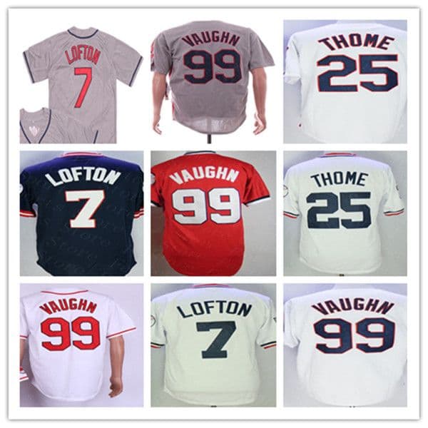 Man Cleveland Retro Baseball Ricky Vaughn Jersey 2018 Hall Of Fame Kenny Lofton Jim Thome Stitched Shirts Red White Navy Grey