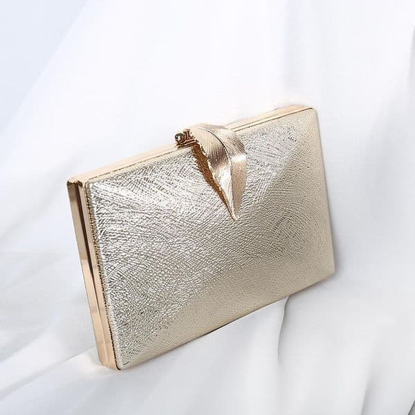 Evening Bags Luxy Moon Women's Clutch Bag Gold Party Purse Ladies Handbag Wedding For Bridal Metal Leaf Lock Shoulder ZD1524