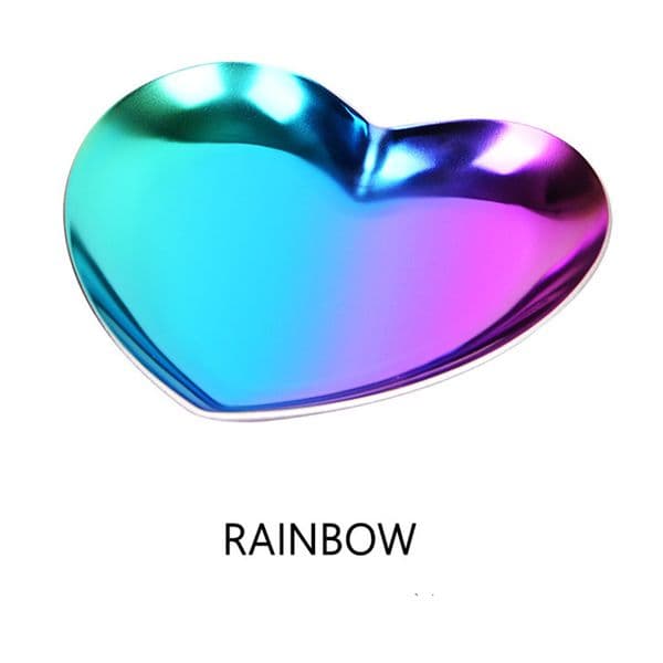 Jewelry Display Tray Heart Shape Wed Plate Colored Metal Plates Storage B2