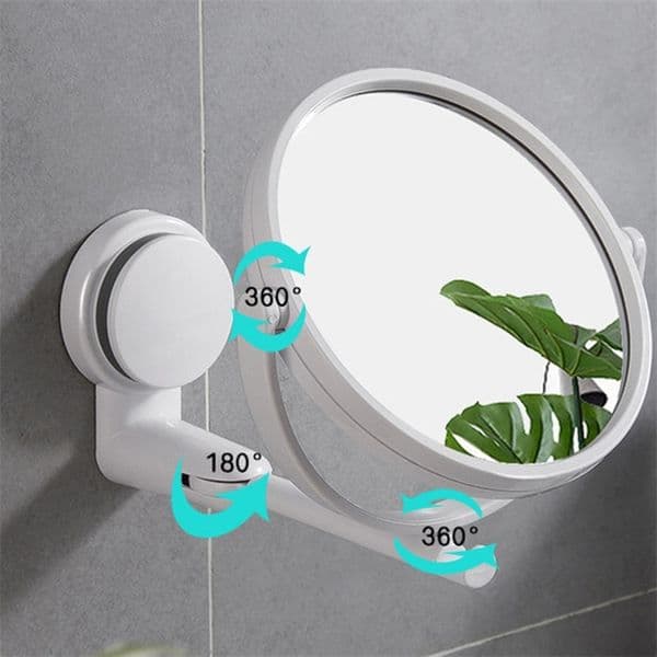 Make up Mirror Double Sided Rotating Wall Small Bathroom Free Punching Accessories Sets 210423