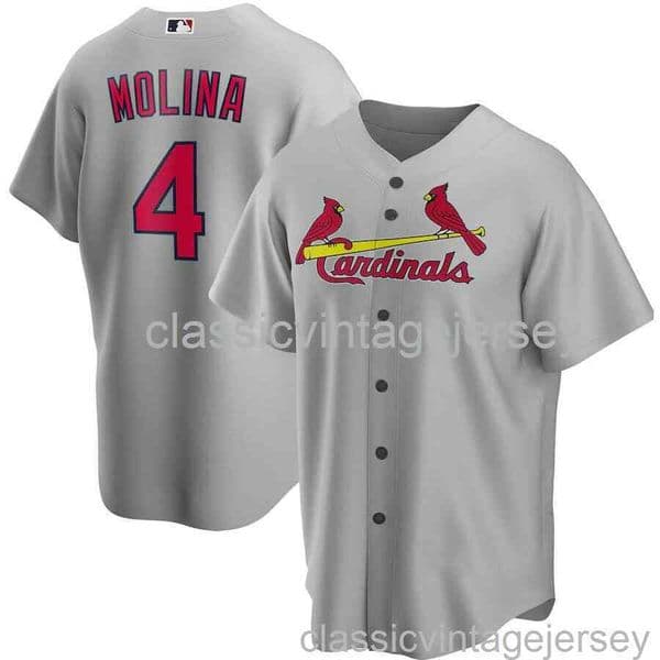 Yadier Molina #4 Gray Baseball Jersey XS-6XL Stitched baseball Jersey