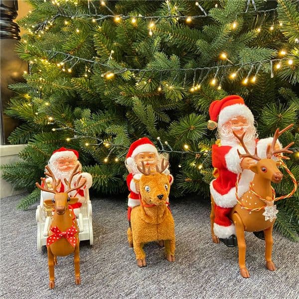 Party Favor Christmas electric deers riding creative Santa Claus deer cart children toys Xmas gift decoration ZC400