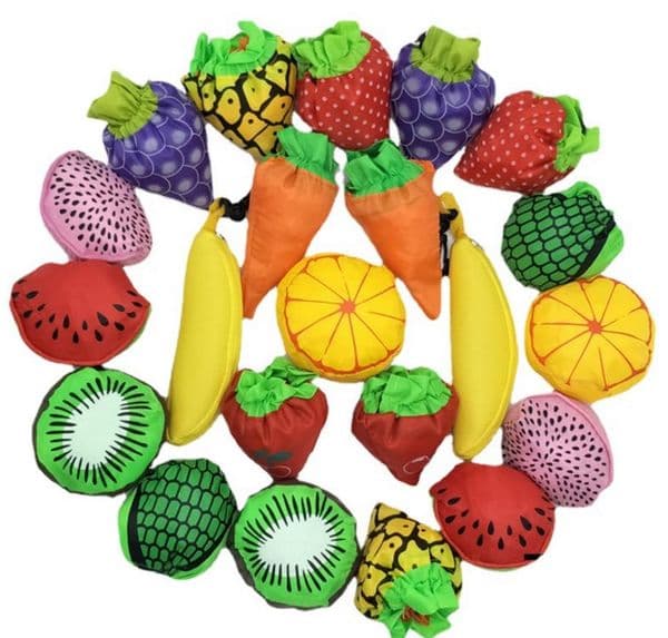 Fruits Reusable Grocery Shopping Bags Folding Pouch Storage Tote Convenient Travel Bag Large Capacity