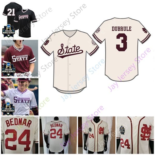 2021 College WS World Series Mississippi State Baseball Jersey Davis Meche Kamren James Luke Hancock Allen Logan Tanner Will Clark Brandon Woodruff Adam Frazier