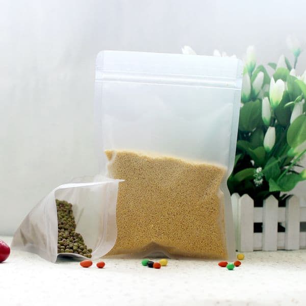 Transparent Frosted plastic bag flat bottom ziploc bag confectionery bags fruit tea ziploc bags