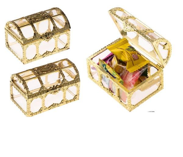 Treasure Chest Candy Box Wedding Favor Mini Gift Boxes Food Grade Plastic Transparent Jewelry Stoage Case Candy Box Wedding