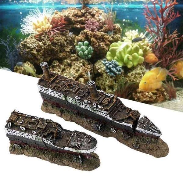 Fish Tank Aquariums Decoration Aquarium Titanic Lost Wrecked Boat Ship Aquarium House Decoration Ornament for Fish Supplies Y200922